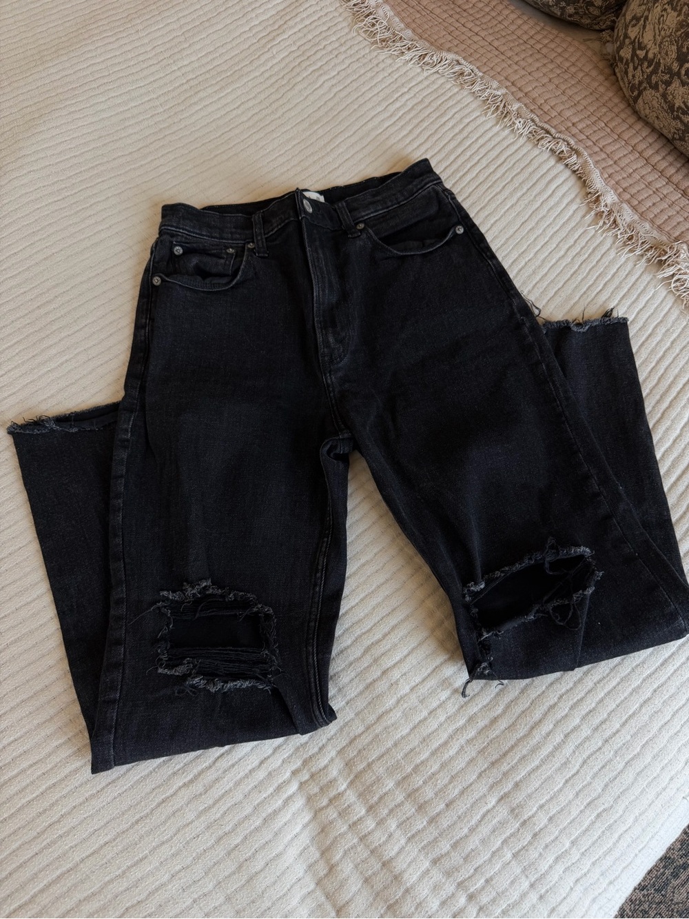 Abercrombie & Fitch Black Ankle Straight Ultra High Rise Jeans